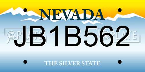 JB1B562 Nevada License Plate