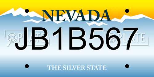 JB1B567 Nevada License Plate