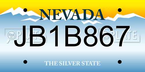 JB1B867 Nevada License Plate