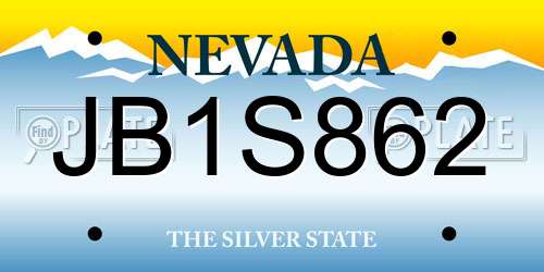 JB1S862 Nevada License Plate