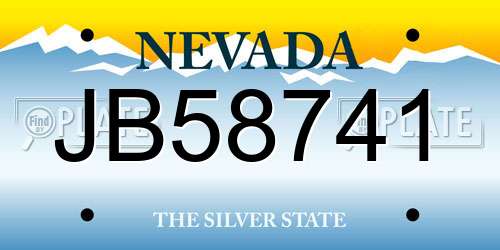 JB58741 Nevada License Plate
