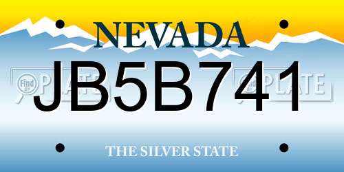 JB5B741 Nevada License Plate