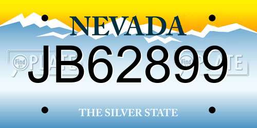 JB62899 Nevada License Plate