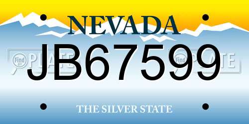 JB67599 Nevada License Plate