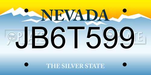 JB6T599 Nevada License Plate