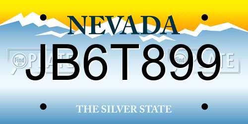 JB6T899 Nevada License Plate