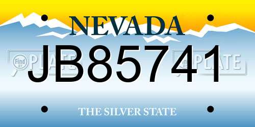 JB85741 Nevada License Plate