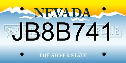 JB8B741 Nevada License Plate
