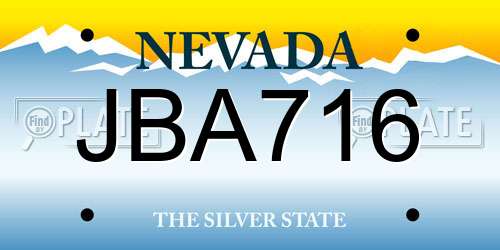 JBA716 Nevada License Plate