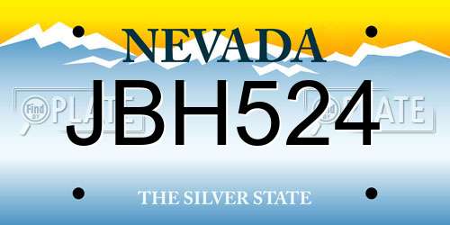 JBH524 Nevada License Plate