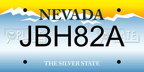 JBH82A Nevada License Plate