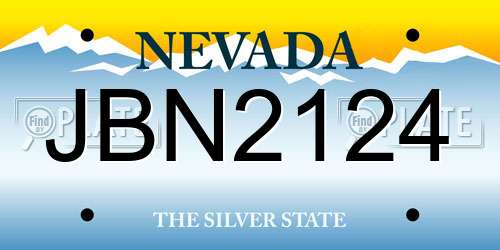 JBN2124 Nevada License Plate