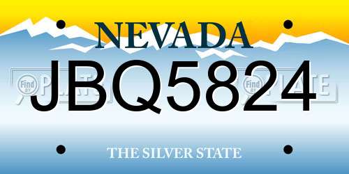 JBQ5824 Nevada License Plate