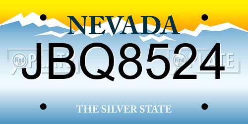 JBQ8524 Nevada License Plate