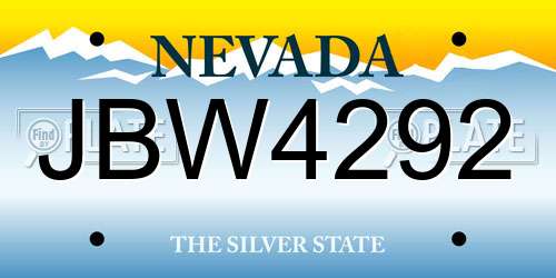JBW4292 Nevada License Plate