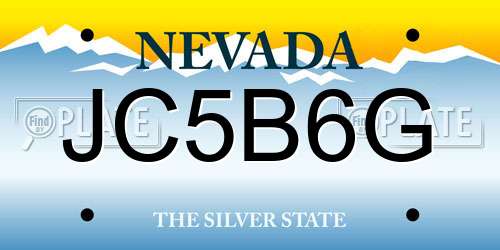 JC5B6G Nevada License Plate
