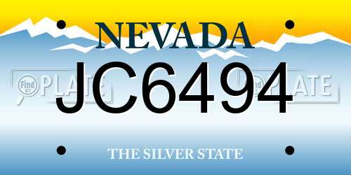 JC6494 Nevada License Plate