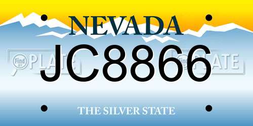 JC8866 Nevada License Plate