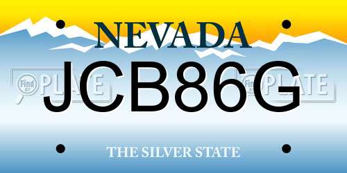 JCB86G Nevada License Plate