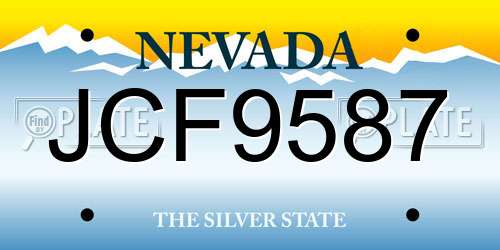 JCF9587 Nevada License Plate