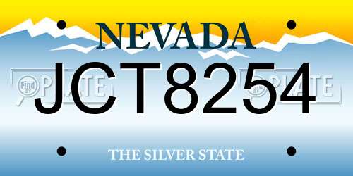 JCT8254 Nevada License Plate