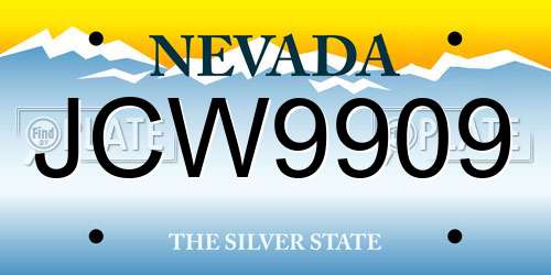 JCW9909 Nevada License Plate