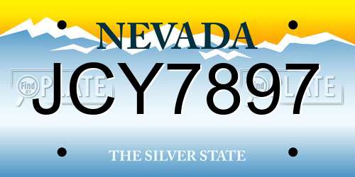 JCY7897 Nevada License Plate