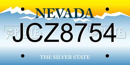 JCZ8754 Nevada License Plate