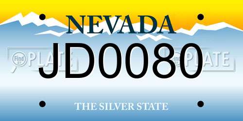 JD0080 Nevada License Plate