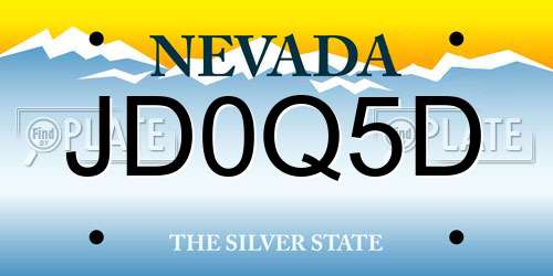 JD0Q5D Nevada License Plate