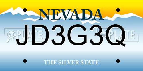 JD3G3Q Nevada License Plate