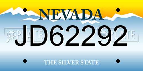 JD62292 Nevada License Plate