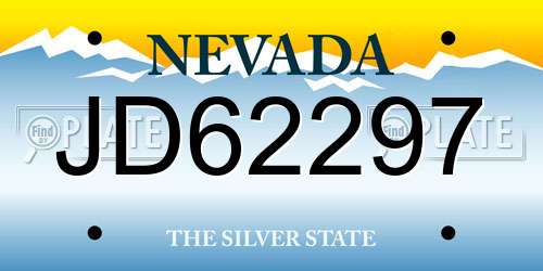 JD62297 Nevada License Plate