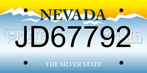 JD67792 Nevada License Plate