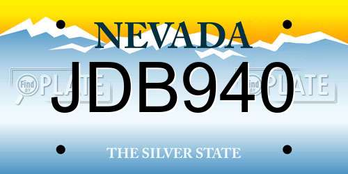 JDB940 Nevada License Plate