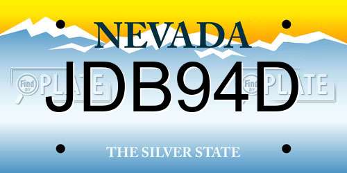 JDB94D Nevada License Plate