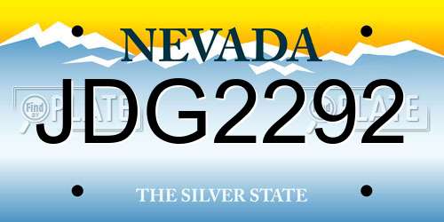 JDG2292 Nevada License Plate