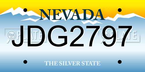 JDG2797 Nevada License Plate
