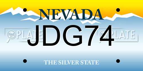 JDG74 Nevada License Plate