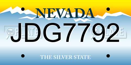 JDG7792 Nevada License Plate