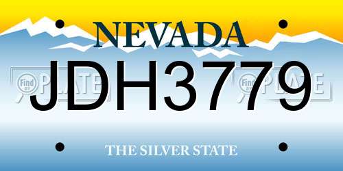 JDH3779 Nevada License Plate