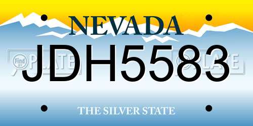 JDH5583 Nevada License Plate