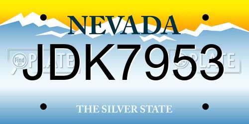 JDK7953 Nevada License Plate