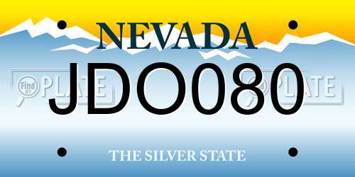 JDO080 Nevada License Plate