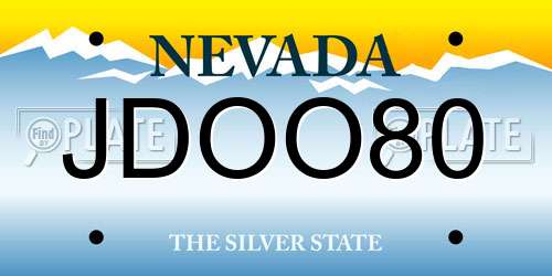JDOO80 Nevada License Plate