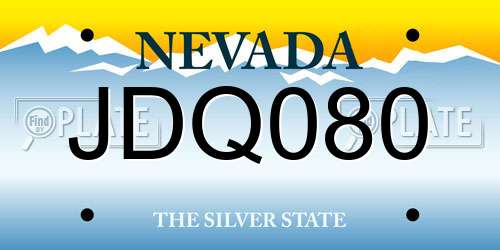 JDQ080 Nevada License Plate