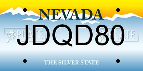 JDQD80 Nevada License Plate
