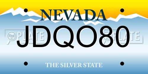 JDQO80 Nevada License Plate