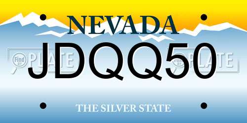 JDQQ50 Nevada License Plate