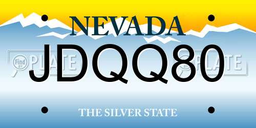JDQQ80 Nevada License Plate